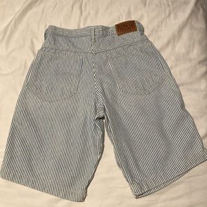 Marithe Francois Girbaud. Blue & white striped shorts. Made in USA.